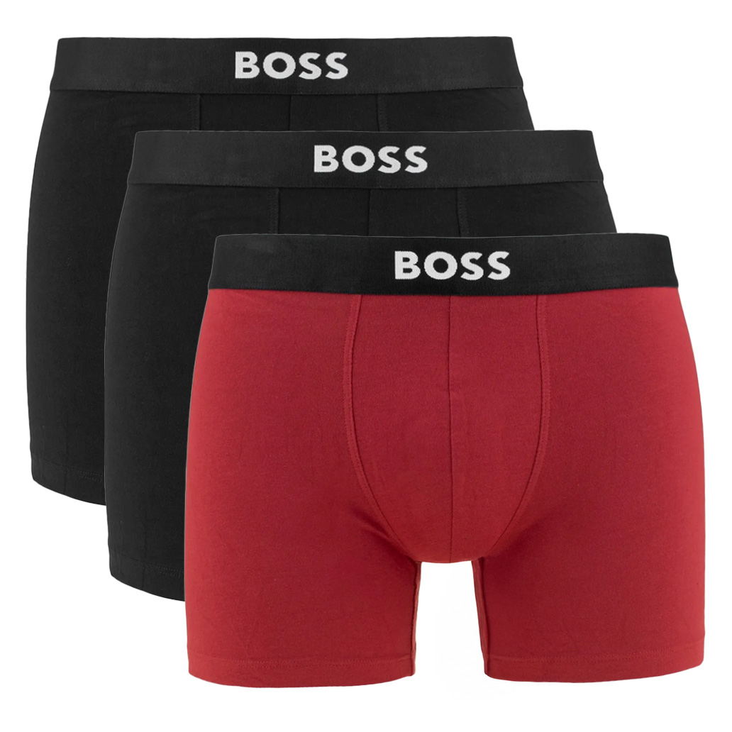 Boss ONE boxershorts 3-pack rood-zwart